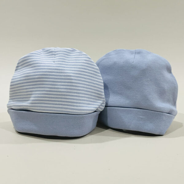 2 Pack Blue Baby Bonnet image. Soft blue100% cotton bonnets Gift box hampers delivering Australia wide Buy Online Now or Phone 03-51744-888
