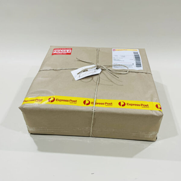 Wooden Box Wrapped image. Our timber boxes are carefully gift wrapped and read for posting.