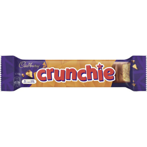 Cadbury Crunchie 50g Bar: A delicious Cadbury crunchie chocolate bar.