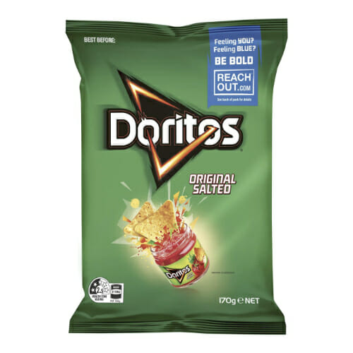 Doritos Corn Chips Original Share Pack 170g. Perfect for snacking.
