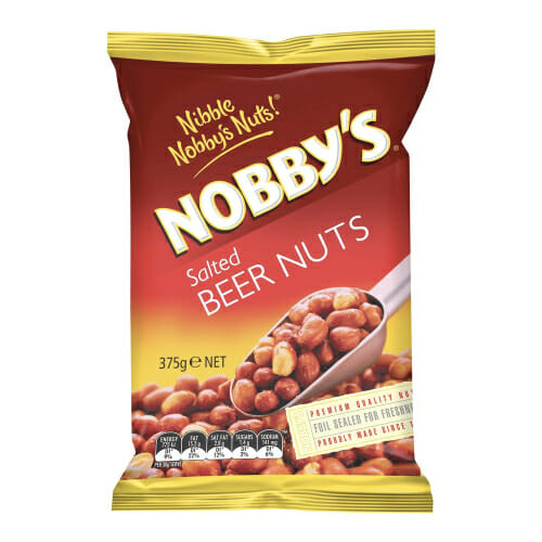Nobby's Salted Beer Nuts, 375g pack, ideal for pairing with your favourite beverage for a flavourful treat.