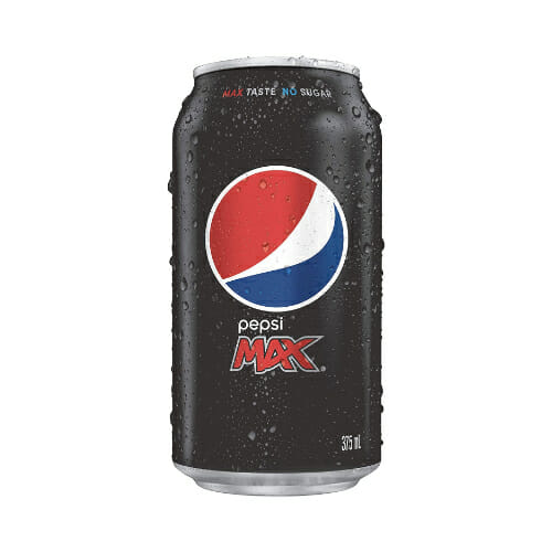 Pepsi Max 375ml. Pepsi Max No Sugar Soft drink offers a bold cola taste with no sugar.