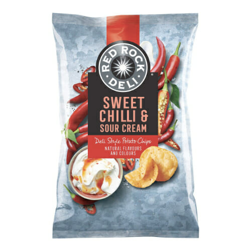 Red Rock Deli Potato Chips Sweet Chilli & Sour Cream 165g. Deli style chips.