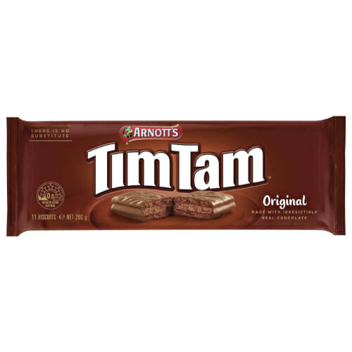 Tim Tams 200g image. Arnott’s Tim Tam Original chocolate biscuits 200g.
