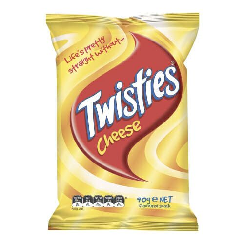 Twisties Cheese Snacks 90g: A Packet of Cheese Twisties, a delicious and crunchy snack.
