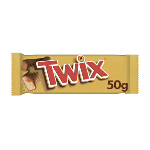 Twix 50g bar - Delicious milk chocolate and caramel biscuit treat