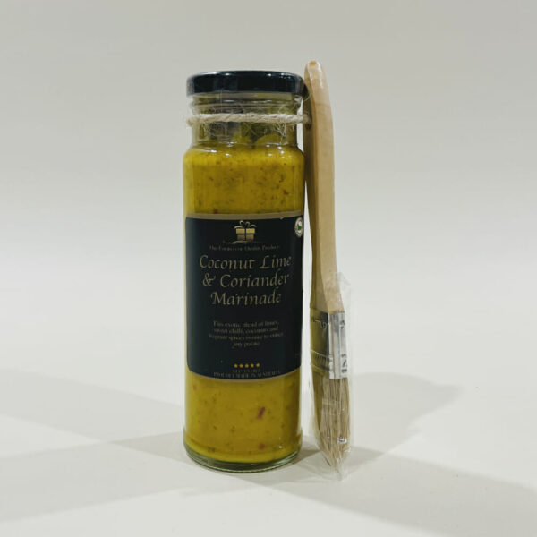 Coconut Lime and Coriander Marinade 250ml image. Flavours of limes, sweet chilli, coconuts & fragrant spices is sure to entice. Ph: 03 51744888
