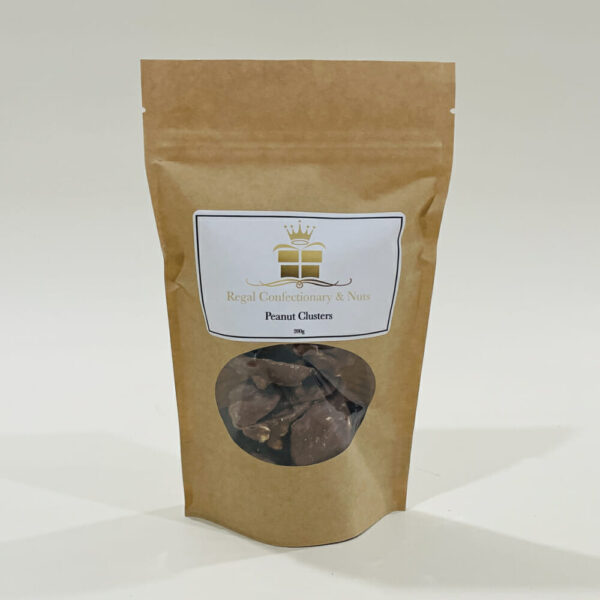 Peanut Clusters 200g. Australian roasted peanuts smothered in milk chocolate. A delightful treat for peanut lovers or as a sweet snack anytime.