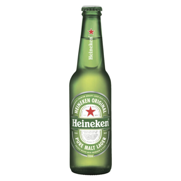 Heineken Lager Bottle 330ml image. A taste of simplicity and quality of the ingredients and the meticulous attention to the brewing process.