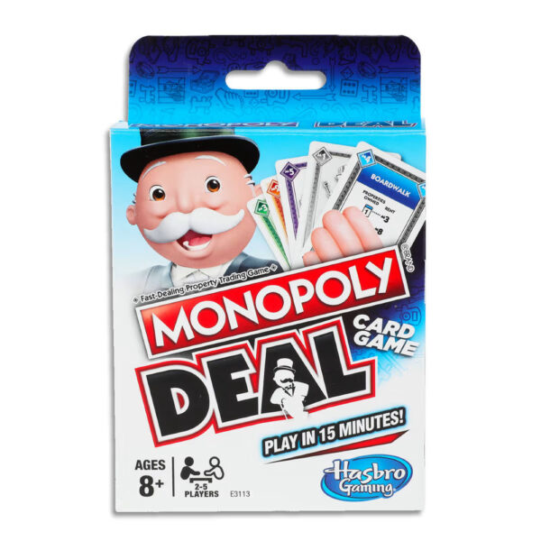 Monopoly Deal Card Game image. Monopoly Deal, a fast-paced card game featuring Property, Rent, and Action Cards for strategic fun.